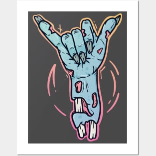 zombie shaka sign Posters and Art